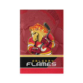 Обложка для паспорта матовая кожа с принтом Calgary Flames в Курске, натуральная матовая кожа | размер 19,3 х 13,7 см; прозрачные пластиковые крепления | calgary flames | nhl | stanley cup | калгари флэймз | кубок стенли | кубок стэнли | нхл | флэймс | хоккей | хоккейный клуб