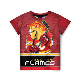 Детская футболка 3D с принтом Calgary Flames в Курске, 100% гипоаллергенный полиэфир | прямой крой, круглый вырез горловины, длина до линии бедер, чуть спущенное плечо, ткань немного тянется | calgary flames | nhl | stanley cup | калгари флэймз | кубок стенли | кубок стэнли | нхл | флэймс | хоккей | хоккейный клуб