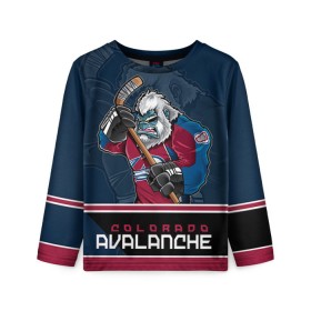 Детский лонгслив 3D с принтом Colorado Avalanche в Курске, 100% полиэстер | длинные рукава, круглый вырез горловины, полуприлегающий силуэт
 | colorado avalanche | nhl | stanley cup | варламов | григоренко | колорадо | колорадо эвеланш | кубок стенли | кубок стэнли | нхл | тютин | хоккей | хоккейный клуб