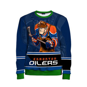 Детский свитшот 3D с принтом Edmonton Oilers в Курске, 100% полиэстер | свободная посадка, прямой крой, мягкая тканевая резинка на рукавах и понизу свитшота | edmonton oilers | nhl | stanley cup | кубок стенли | кубок стэнли | нхл | хоккей | хоккейный клуб | эдмонтон | эдмонтон ойлерз | якупов