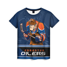 Женская футболка 3D с принтом Edmonton Oilers в Курске, 100% полиэфир ( синтетическое хлопкоподобное полотно) | прямой крой, круглый вырез горловины, длина до линии бедер | edmonton oilers | nhl | stanley cup | кубок стенли | кубок стэнли | нхл | хоккей | хоккейный клуб | эдмонтон | эдмонтон ойлерз | якупов