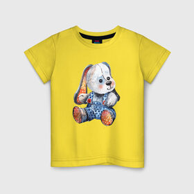 Детская футболка хлопок с принтом Акварельная плюшевая собачка в Курске, 100% хлопок | круглый вырез горловины, полуприлегающий силуэт, длина до линии бедер | акварель | дети | животные | игрушки