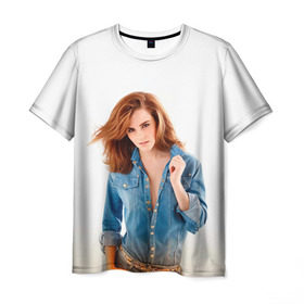 Мужская футболка 3D с принтом Emma Watson в Курске, 100% полиэфир | прямой крой, круглый вырез горловины, длина до линии бедер | знаменитости