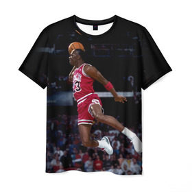 Мужская футболка 3D с принтом Michael Jordan в Курске, 100% полиэфир | прямой крой, круглый вырез горловины, длина до линии бедер | michael jordan | баскетбол | майкл джордан | нба