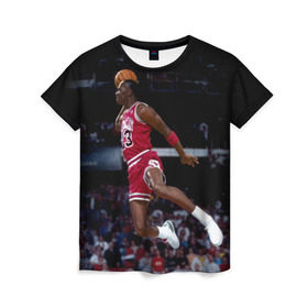 Женская футболка 3D с принтом Michael Jordan в Курске, 100% полиэфир ( синтетическое хлопкоподобное полотно) | прямой крой, круглый вырез горловины, длина до линии бедер | michael jordan | баскетбол | майкл джордан | нба