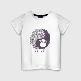 Детская футболка хлопок с принтом Овечка Инь-Ян в Курске, 100% хлопок | круглый вырез горловины, полуприлегающий силуэт, длина до линии бедер | 