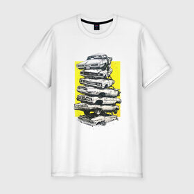 Мужская футболка премиум с принтом Дерби в Курске, 92% хлопок, 8% лайкра | приталенный силуэт, круглый вырез ворота, длина до линии бедра, короткий рукав | авто | автомобиль | железо | маслкар | машина | машины