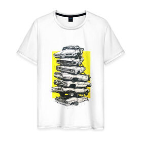 Мужская футболка хлопок с принтом Дерби в Курске, 100% хлопок | прямой крой, круглый вырез горловины, длина до линии бедер, слегка спущенное плечо. | авто | автомобиль | железо | маслкар | машина | машины