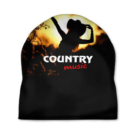 Шапка 3D с принтом Country music в Курске, 100% полиэстер | универсальный размер, печать по всей поверхности изделия | Тематика изображения на принте: country | music | девушка | кантри | ковбой | мелодия | музыка | шляпа