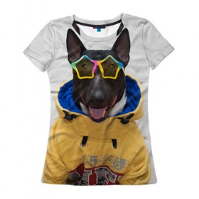 Женская футболка 3D с принтом Bulldog`s friend 6 в Курске, 100% полиэфир ( синтетическое хлопкоподобное полотно) | прямой крой, круглый вырез горловины, длина до линии бедер | bulldog blogger | tecuaniventura | блоггер | бульдог | бульдог блоггер | животные | карамелька | собаки