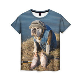 Женская футболка 3D с принтом Bulldog 13 в Курске, 100% полиэфир ( синтетическое хлопкоподобное полотно) | прямой крой, круглый вырез горловины, длина до линии бедер | bulldog blogger | tecuaniventura | блоггер | бульдог | бульдог блоггер | животные | карамелька | собаки
