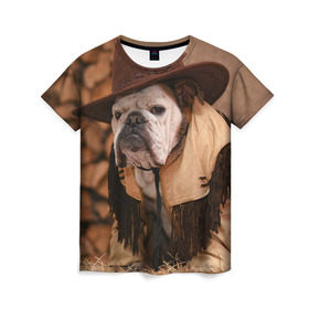 Женская футболка 3D с принтом Bulldog 6 в Курске, 100% полиэфир ( синтетическое хлопкоподобное полотно) | прямой крой, круглый вырез горловины, длина до линии бедер | bulldog blogger | tecuaniventura | блоггер | бульдог | бульдог блоггер | животные | карамелька | собаки