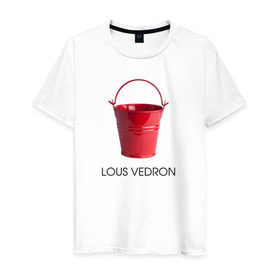Мужская футболка хлопок с принтом LOUS VEDRON в Курске, 100% хлопок | прямой крой, круглый вырез горловины, длина до линии бедер, слегка спущенное плечо. | louis vuetton | lous vedron | антибренд | бренд | луи витон | пародии