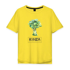 Мужская футболка хлопок Oversize с принтом KINZA в Курске, 100% хлопок | свободный крой, круглый ворот, “спинка” длиннее передней части | kenzo | kinza | антибренд | бренд | кензо | кинза | пародии