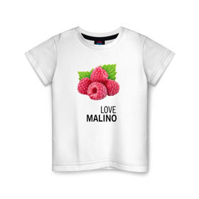 Детская футболка хлопок с принтом LOVE MALINO в Курске, 100% хлопок | круглый вырез горловины, полуприлегающий силуэт, длина до линии бедер | love moschino | антибренд | бренд | лав малино | лав москино | малино | пародии