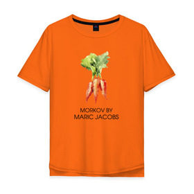 Мужская футболка хлопок Oversize с принтом MORKOV BY MARIC JACOBS в Курске, 100% хлопок | свободный крой, круглый ворот, “спинка” длиннее передней части | jacobs mark | morkov | антибренд | бренд | пародии