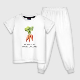 Детская пижама хлопок с принтом MORKOV BY MARIC JACOBS в Курске, 100% хлопок |  брюки и футболка прямого кроя, без карманов, на брюках мягкая резинка на поясе и по низу штанин
 | jacobs mark | morkov | антибренд | бренд | пародии