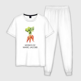 Мужская пижама хлопок с принтом MORKOV BY MARIC JACOBS в Курске, 100% хлопок | брюки и футболка прямого кроя, без карманов, на брюках мягкая резинка на поясе и по низу штанин
 | jacobs mark | morkov | антибренд | бренд | пародии