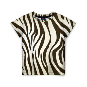 Детская футболка 3D с принтом Шкура зебры в Курске, 100% гипоаллергенный полиэфир | прямой крой, круглый вырез горловины, длина до линии бедер, чуть спущенное плечо, ткань немного тянется | Тематика изображения на принте: африка | животные | звери | зебра | фауна