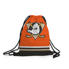 Рюкзак-мешок 3D с принтом Anaheim Ducks в Курске, 100% полиэстер | плотность ткани — 200 г/м2, размер — 35 х 45 см; лямки — толстые шнурки, застежка на шнуровке, без карманов и подкладки | Тематика изображения на принте: хоккей