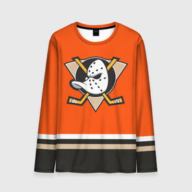 Мужской лонгслив 3D с принтом Anaheim Ducks в Курске, 100% полиэстер | длинные рукава, круглый вырез горловины, полуприлегающий силуэт | хоккей