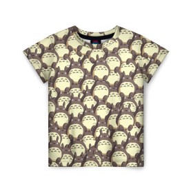 Детская футболка 3D с принтом Тоторо в Курске, 100% гипоаллергенный полиэфир | прямой крой, круглый вырез горловины, длина до линии бедер, чуть спущенное плечо, ткань немного тянется | мой сосед | паттерн