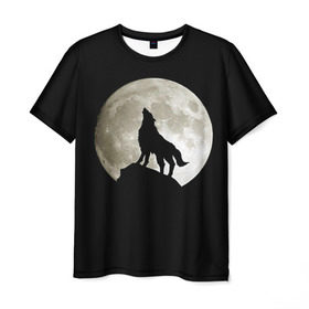 Мужская футболка 3D с принтом Moon в Курске, 100% полиэфир | прямой крой, круглый вырез горловины, длина до линии бедер | зверь | луна