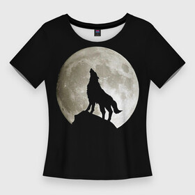 Женская футболка 3D Slim с принтом Moon в Курске,  |  | зверь | луна