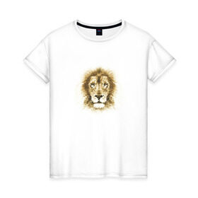 Женская футболка хлопок с принтом Лев из шестиугольников в Курске, 100% хлопок | прямой крой, круглый вырез горловины, длина до линии бедер, слегка спущенное плечо | геометрический рисунок | голова | животные | лев | фауна