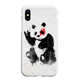 Чехол для iPhone XS Max матовый с принтом Рок-панда в Курске, Силикон | Область печати: задняя сторона чехла, без боковых панелей | rock | коза | метал | панда | рок