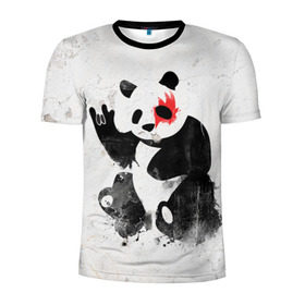 Мужская футболка 3D спортивная с принтом Рок-панда в Курске, 100% полиэстер с улучшенными характеристиками | приталенный силуэт, круглая горловина, широкие плечи, сужается к линии бедра | rock | коза | метал | панда | рок