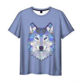 Мужская футболка 3D с принтом Волк в Курске, 100% полиэфир | прямой крой, круглый вырез горловины, длина до линии бедер | голова | полигоны