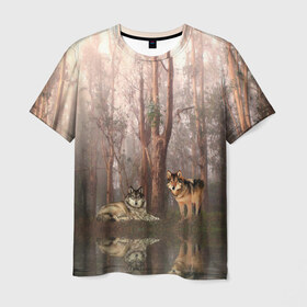 Мужская футболка 3D с принтом Forest в Курске, 100% полиэфир | прямой крой, круглый вырез горловины, длина до линии бедер | зверь | лес