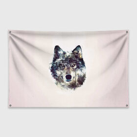 Флаг-баннер с принтом Волк в Курске, 100% полиэстер | размер 67 х 109 см, плотность ткани — 95 г/м2; по краям флага есть четыре люверса для крепления | животное | зверь | космос | природа волк | русь | славяне