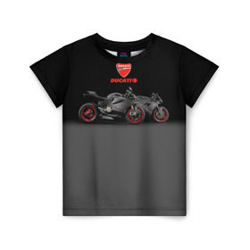 Детская футболка 3D с принтом Ducati 2 в Курске, 100% гипоаллергенный полиэфир | прямой крой, круглый вырез горловины, длина до линии бедер, чуть спущенное плечо, ткань немного тянется | Тематика изображения на принте: ducati | moto | дукати | мото | мотоцикл | мотоциклы