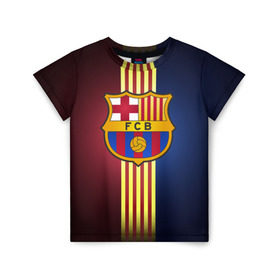 Детская футболка 3D с принтом Barcelona FC в Курске, 100% гипоаллергенный полиэфир | прямой крой, круглый вырез горловины, длина до линии бедер, чуть спущенное плечо, ткань немного тянется | Тематика изображения на принте: барса | барселона | испания | клуб | фк | футбол | футбольный