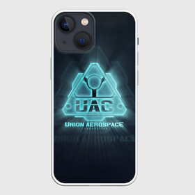 Чехол для iPhone 13 mini с принтом Union Aerospace corporation в Курске,  |  | Тематика изображения на принте: doom | uac | дум | космос