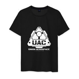 Мужская футболка хлопок с принтом UAC в Курске, 100% хлопок | прямой крой, круглый вырез горловины, длина до линии бедер, слегка спущенное плечо. | corporation | doom | дум