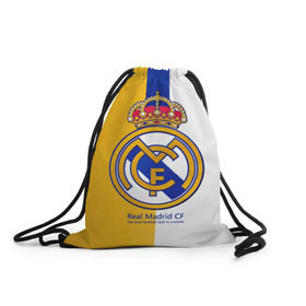 Рюкзак-мешок 3D с принтом Real Madrid CF в Курске, 100% полиэстер | плотность ткани — 200 г/м2, размер — 35 х 45 см; лямки — толстые шнурки, застежка на шнуровке, без карманов и подкладки | football | испания | клуб | мадрид | реал | фк | футбольный