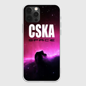 Чехол для iPhone 12 Pro с принтом CSKA space в Курске, силикон | область печати: задняя сторона чехла, без боковых панелей | cska | конь | космос | красно синие | на макете изображена космическая туманность в виде коня   символа пфк цска.цска | премьер лига | футбол | чемпион