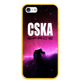 Чехол для iPhone 5/5S матовый с принтом CSKA space в Курске, Силикон | Область печати: задняя сторона чехла, без боковых панелей | Тематика изображения на принте: cska | конь | космос | красно синие | на макете изображена космическая туманность в виде коня   символа пфк цска.цска | премьер лига | футбол | чемпион