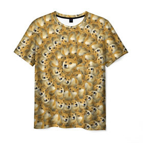 Мужская футболка 3D с принтом Фрактал из Doge в Курске, 100% полиэфир | прямой крой, круглый вырез горловины, длина до линии бедер | Тематика изображения на принте: мем | собака | хаски