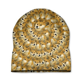 Шапка 3D с принтом Фрактал из Doge в Курске, 100% полиэстер | универсальный размер, печать по всей поверхности изделия | мем | собака | хаски