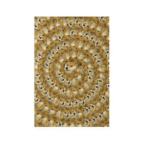 Обложка для паспорта матовая кожа с принтом Фрактал из Doge в Курске, натуральная матовая кожа | размер 19,3 х 13,7 см; прозрачные пластиковые крепления | Тематика изображения на принте: мем | собака | хаски
