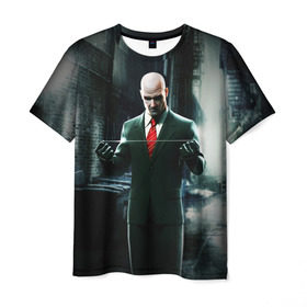 Мужская футболка 3D с принтом Hitman в Курске, 100% полиэфир | прямой крой, круглый вырез горловины, длина до линии бедер | agent | hitman | агент 47 | хитмэн