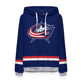 Женская толстовка 3D с принтом Columbus Blue Jackets в Курске, 100% полиэстер  | двухслойный капюшон со шнурком для регулировки, мягкие манжеты на рукавах и по низу толстовки, спереди карман-кенгуру с мягким внутренним слоем. | columbus blue jackets | hockey | nhl | нхл | хоккей