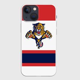 Чехол для iPhone 13 mini с принтом Florida Panthers white в Курске,  |  | Тематика изображения на принте: florida panthers | hockey | nhl | нхл | хоккей