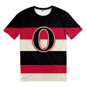 Мужская футболка 3D с принтом Ottawa Senators O в Курске, 100% полиэфир | прямой крой, круглый вырез горловины, длина до линии бедер | hockey | nhl | ottawa senators | нхл | хоккей