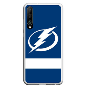 Чехол для Honor P30 с принтом Tampa Bay Lightning в Курске, Силикон | Область печати: задняя сторона чехла, без боковых панелей | Тематика изображения на принте: hockey | nhl | tampa bay lightning | нхл | хоккей