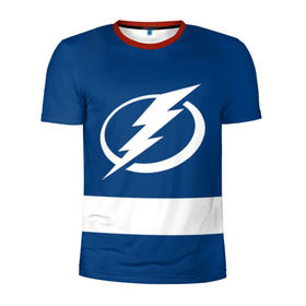 Мужская футболка 3D спортивная с принтом Tampa Bay Lightning в Курске, 100% полиэстер с улучшенными характеристиками | приталенный силуэт, круглая горловина, широкие плечи, сужается к линии бедра | hockey | nhl | tampa bay lightning | нхл | хоккей